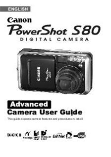 Canon PowerShot S80 manual. Camera Instructions.