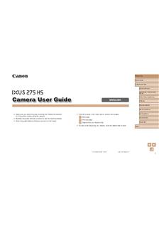 Canon Digital Ixus 275 HS manual. Camera Instructions.