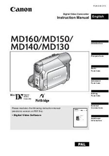 Canon Md 150 manual. Camera Instructions.