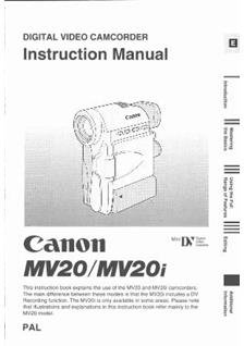 Canon MV 20 manual. Camera Instructions.