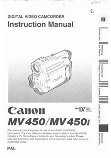 Canon MV 450 i manual. Camera Instructions.