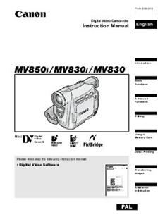 Canon MV 830 i manual. Camera Instructions.