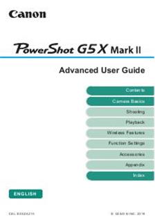 Canon PowerShot G5 X Mark 2 manual. Camera Instructions.