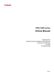 Canon Pixma Pro 100S manual. Camera Instructions.