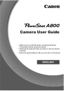 Canon PowerShot A800 manual. Camera Instructions.