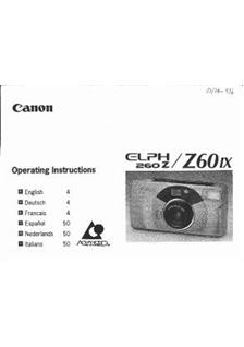 Canon Ixus Z 60 manual. Camera Instructions.