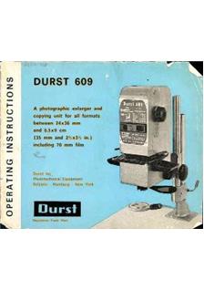 Durst 609 manual. Camera Instructions.