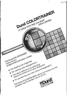 Durst Colortrainer manual. Camera Instructions.