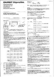 Durst Diprotim manual. Camera Instructions.