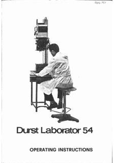 Durst Laborator L 54 manual. Camera Instructions.