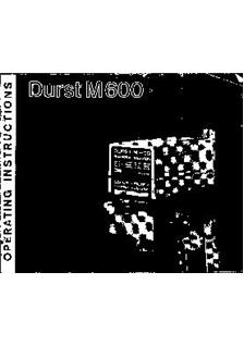 Durst M 600 manual. Camera Instructions.