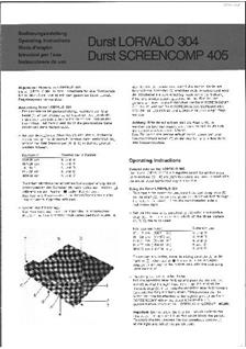 Durst Screencomp 405 manual. Camera Instructions.