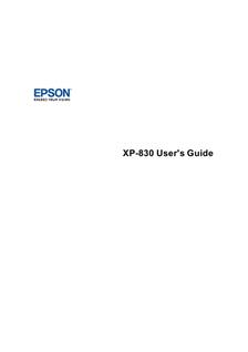 Epson XP 830 manual. Camera Instructions.