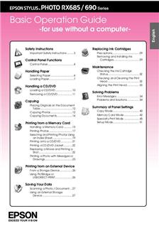 Epson Stylus RX685 manual. Camera Instructions.