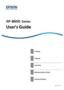 Epson XP8600 manual. Camera Instructions.