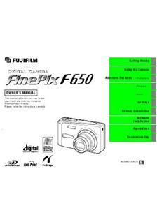 Fujifilm FinePix F650 manual. Camera Instructions.