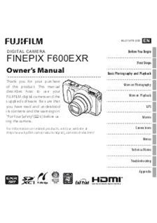 Fujifilm FinePix F600 EXR manual. Camera Instructions.