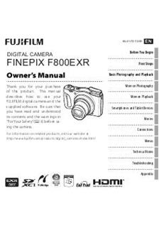 Fujifilm FinePix F800 EXR manual. Camera Instructions.