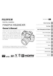 Fujifilm FinePix HS20 EXR manual. Camera Instructions.