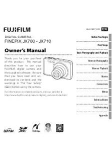 Fujifilm FinePix JX710 manual. Camera Instructions.