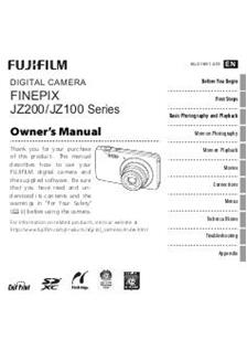 Fujifilm FinePix JZ100 manual. Camera Instructions.
