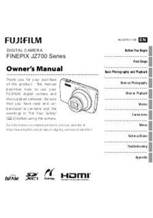 Fujifilm FinePix JZ700 manual. Camera Instructions.