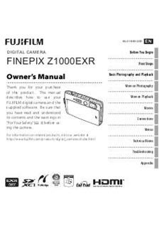 Fujifilm FinePix Z1000 EXR manual. Camera Instructions.