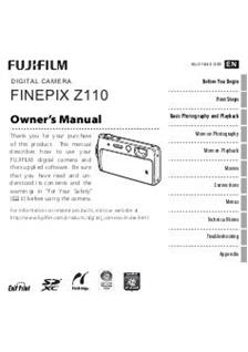 Fujifilm FinePix Z110 manual. Camera Instructions.