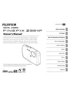 Fujifilm FinePix Z33 WP manual. Camera Instructions.