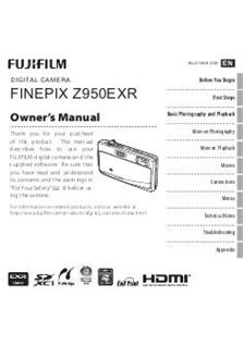 Fujifilm FinePix Z950 EXR Printed Manual
