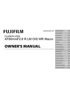 Fujifilm XF80/2.8 R LM OIS WR MACRO manual. Camera Instructions.