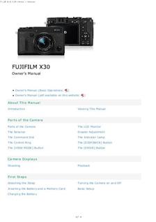 Fujifilm X30 manual. Camera Instructions.