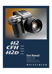 Hasselblad H2 manual. Camera Instructions.