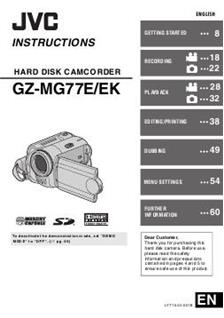 JVC GZ MG 77 E manual. Camera Instructions.