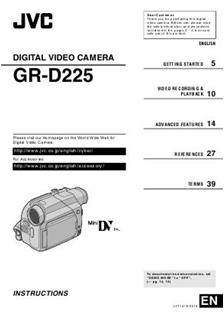 JVC GR D 225 manual. Camera Instructions.