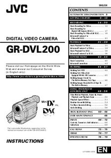 JVC GR DVL 200 manual. Camera Instructions.