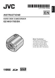 JVC GZ MG 175 manual. Camera Instructions.