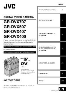 JVC GR DVX 707 manual. Camera Instructions.