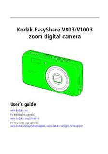 Kodak Easyshare V 803 manual. Camera Instructions.