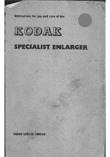 Kodak Enlargers manual. Camera Instructions.