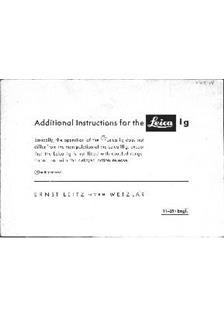 Leica 1 g manual. Camera Instructions.