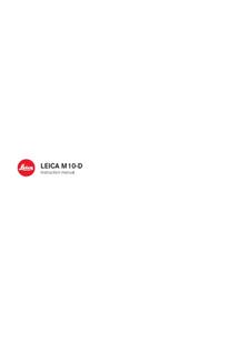 Leica M 10 D manual. Camera Instructions.