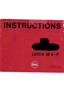 Leica M 4 P manual. Camera Instructions.