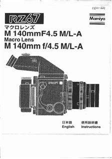 Mamiya 140/4.5 manual. Camera Instructions.