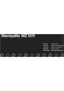 Mamiya MZ 18 R manual. Camera Instructions.