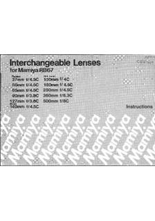 Mamiya Lenses - misc manual. Camera Instructions.