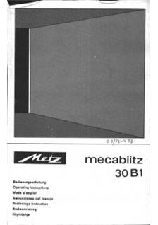 Metz 30 B 1 manual. Camera Instructions.