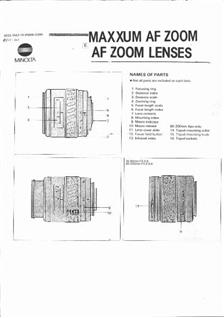 Minolta 28-70/2.8 manual. Camera Instructions.