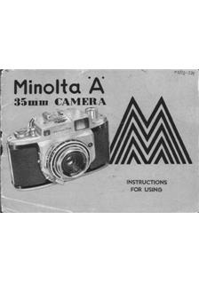 Minolta A manual. Camera Instructions.