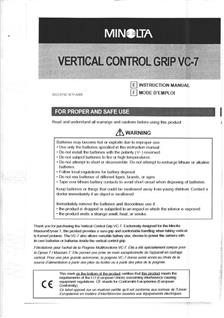 Minolta Grips manual. Camera Instructions.